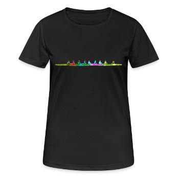 Buntes achter Ruderboot - Frauen T-Shirt atmungsaktiv - Schwarz - Vorne - AI Model Female 172 light (172cm)
