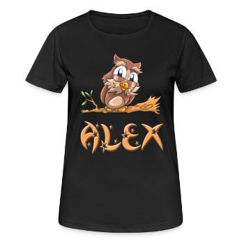 Eule Alex - Frauen T-Shirt atmungsaktiv - Schwarz - Vorne - AI Model Female 172 light (172cm)