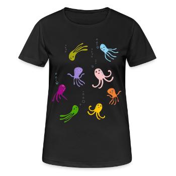 Kraken Fische spielen wasser tentakel bunt funny - Frauen T-Shirt atmungsaktiv - Schwarz - Vorne - AI Model Female 172 light (172cm)