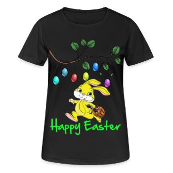 Pâques, Joyeuses Pâques, Lapin de Pâques, joyeuses Pâques - T-shirt respirant Femme - noir - Devant - AI Model Female 172 light (172cm)