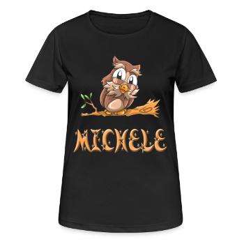 Eule Michele - Frauen T-Shirt atmungsaktiv - Schwarz - Vorne - AI Model Female 172 light (172cm)