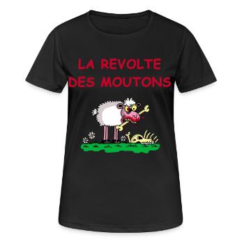 La révolte des moutons - T-shirt respirant Femme - noir - Devant - AI Model Female 172 light (172cm)