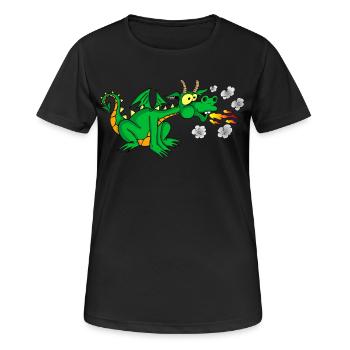 Grüner Drache - Frauen T-Shirt atmungsaktiv - Schwarz - Vorne - AI Model Female 172 light (172cm)