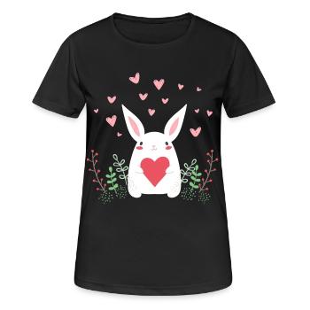 eastern hase ostern häschen rabbit ohren cute LOL - Frauen T-Shirt atmungsaktiv - Schwarz - Vorne - AI Model Female 172 light (172cm)
