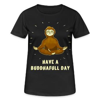paresse bouddha om méditation namaste froid - T-shirt respirant Femme - noir - Devant - AI Model Female 172 light (172cm)