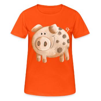 Little pink piggy - pig - piglet - Women's Breathable T-Shirt - neon orange - Front - AI Model Female 172 dark (172cm)