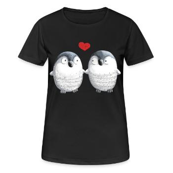 Penguins in Love - Penguin - Bird - Love - Heart - Women's Breathable T-Shirt - black - Front - AI Model Female 172 light (172cm)