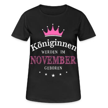 Queens born in November Birthday Birth - Women's Breathable T-Shirt - black - Front - AI Model Female 172 light (172cm)