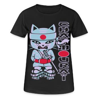 Chat mouraï flex - Frauen T-Shirt atmungsaktiv - Schwarz - Vorne - AI Model Female 172 light (172cm)