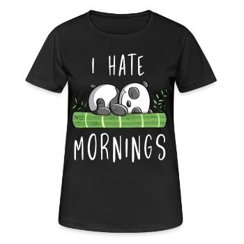 Je déteste les matins - Bamboo Panda Bear - Comic - T-shirt respirant Femme - noir - Devant - AI Model Female 172 light (172cm)
