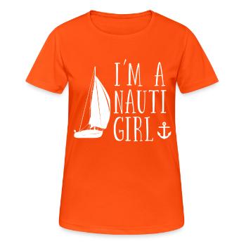 Voile Femmes Im A Nauti Girl - T-shirt respirant Femme - orange néon - Devant - AI Model Female 172 dark (172cm)