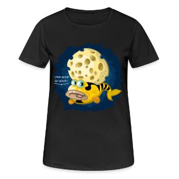 Funky Fisch - Frauen T-Shirt atmungsaktiv - Schwarz - Vorne - AI Model Female 172 light (172cm)