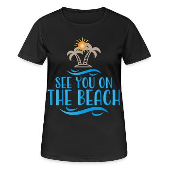 Strand - Frauen T-Shirt atmungsaktiv - Schwarz - Vorne - AI Model Female 172 light (172cm)