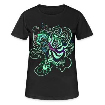 Coral Map / Floral Pattern - Women's Breathable T-Shirt - black - Front - AI Model Female 172 light (172cm)