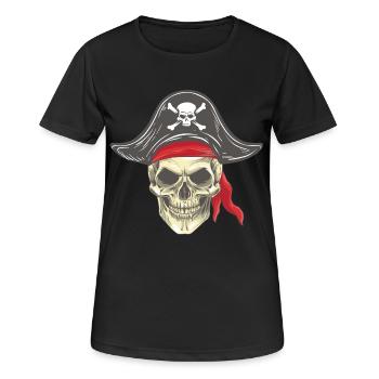 tête de pirate crâne de pirate avec chapeau Bandana - T-shirt respirant Femme - noir - Devant - AI Model Female 172 light (172cm)
