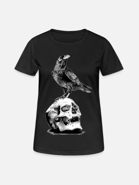 Skull with a crow - Women's Breathable T-Shirt - black