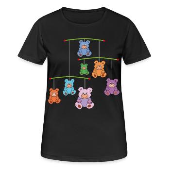 Mobilé avec des ours en peluche - T-shirt respirant Femme - noir - Devant - AI Model Female 172 light (172cm)