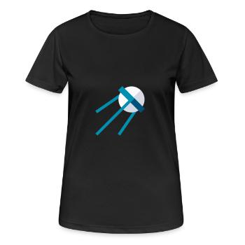 Satellite dans l’espace – Icône bleue de l’espace - T-shirt respirant Femme - noir - Devant - AI Model Female 172 light (172cm)