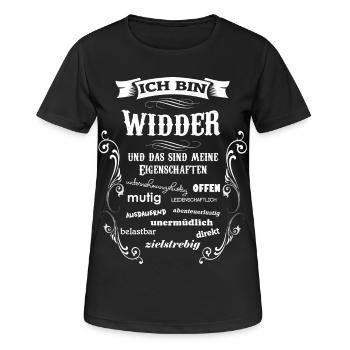 WIDDER - STERNZEICHEN - Frauen T-Shirt atmungsaktiv - Schwarz - Vorne - AI Model Female 172 light (172cm)
