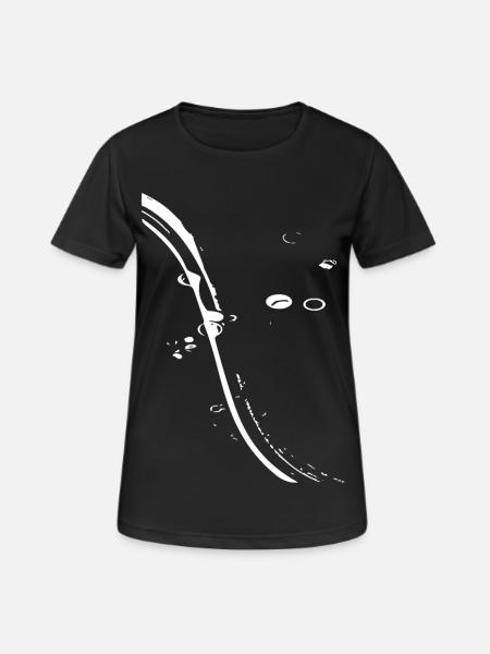 Kurvenlinie Abstrakte Linienkunst - Frauen T-Shirt atmungsaktiv - Schwarz