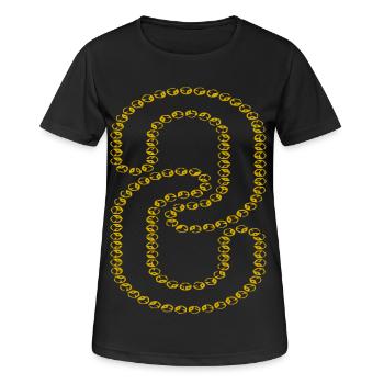 Goldene Kette bildet die Zahl 3 - Frauen T-Shirt atmungsaktiv - Schwarz - Vorne - AI Model Female 172 light (172cm)
