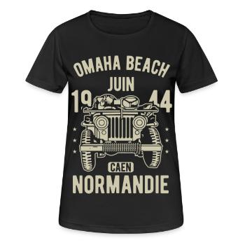 Omaha Beach Juin 1944 Caen Normandie - T-shirt respirant Femme - noir - Devant - AI Model Female 172 light (172cm)