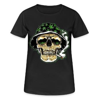 Kiff Skull - Frauen T-Shirt atmungsaktiv - Schwarz - Vorne - AI Model Female 172 light (172cm)