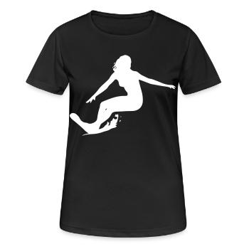 Surfergirl - Surfen - Surfboard - Frauen T-Shirt atmungsaktiv - Schwarz - Vorne - AI Model Female 172 light (172cm)