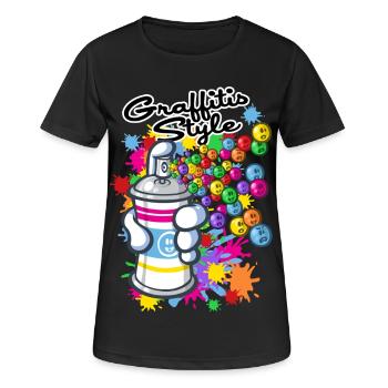 Graffitis et carttoon - T-shirt respirant Femme - noir - Devant - AI Model Female 172 light (172cm)