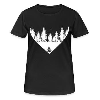 Wald Herz mit kleinen Tierchen für Wald Fans - Frauen T-Shirt atmungsaktiv - Schwarz - Vorne - AI Model Female 172 light (172cm)