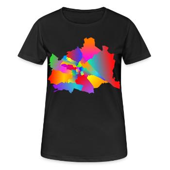buntes Wien, tolerantes Wien, Wiener Bezirke - Frauen T-Shirt atmungsaktiv - Schwarz - Vorne - AI Model Female 172 light (172cm)