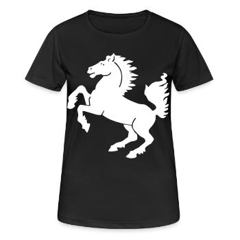 Stuttgart - Stuttgarter Ross - Frauen T-Shirt atmungsaktiv - Schwarz - Vorne - AI Model Female 172 light (172cm)