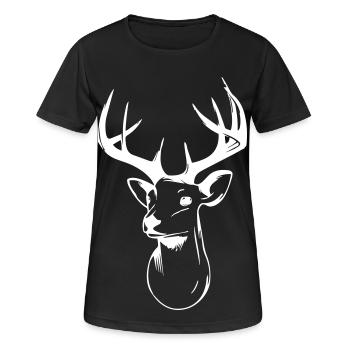 Hirschkopf - Frauen T-Shirt atmungsaktiv - Schwarz - Vorne - AI Model Female 172 light (172cm)