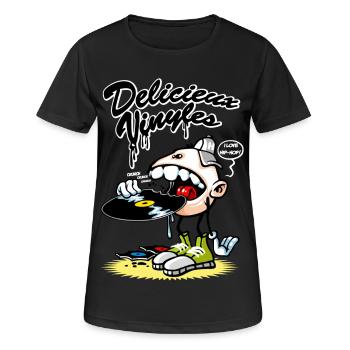 Délicieux vinyles - T-shirt respirant Femme - noir - Devant - AI Model Female 172 light (172cm)