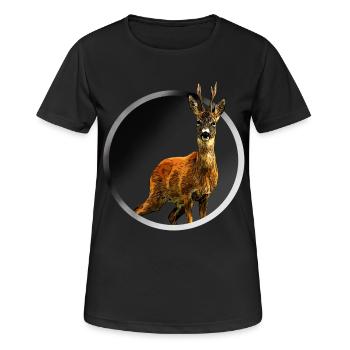 Reh - Frauen T-Shirt atmungsaktiv - Schwarz - Vorne - AI Model Female 172 light (172cm)