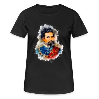 KÖNIG LUDWIG II. - Frauen T-Shirt atmungsaktiv - Schwarz - Vorne - AI Model Female 172 light (172cm)