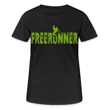 Athlète Parkour Free Run - T-shirt respirant Femme - noir - Devant - AI Model Female 172 light (172cm)