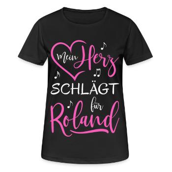 Mein Herz schlägt für Roland - Frauen T-Shirt atmungsaktiv - Schwarz - Vorne - AI Model Female 172 light (172cm)