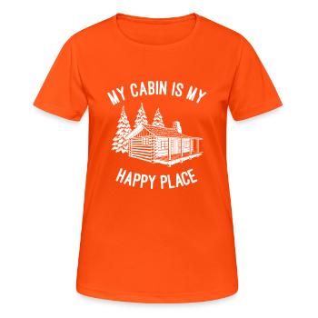 Meine Hütte, mein Happy Place - Frauen T-Shirt atmungsaktiv - Neonorange - Vorne - AI Model Female 172 dark (172cm)