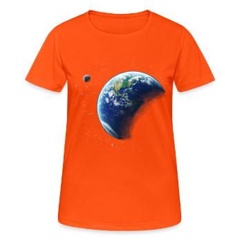 Erde - Frauen T-Shirt atmungsaktiv - Neonorange - Vorne - AI Model Female 172 dark (172cm)
