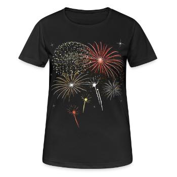 Feu d'artifice Pyro Böller compte à rebours fête du Nouvel An - T-shirt respirant Femme - noir - Devant - AI Model Female 172 light (172cm)
