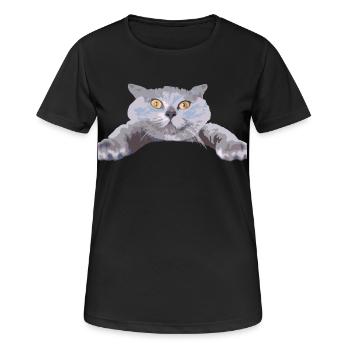 Katze - - Frauen T-Shirt atmungsaktiv - Schwarz - Vorne - AI Model Female 172 light (172cm)