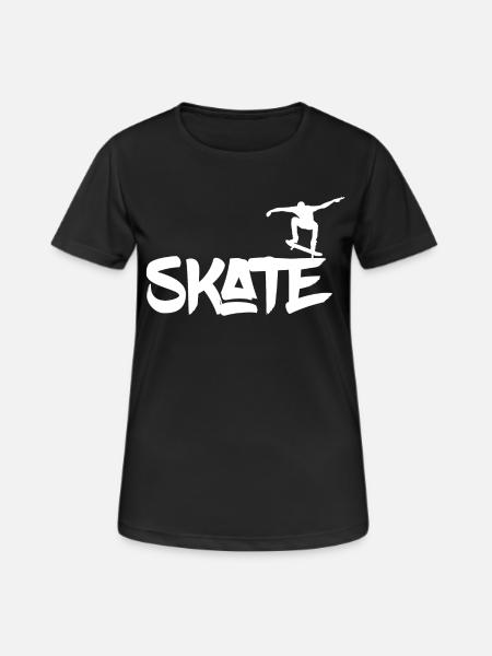 Skater Skate - Frauen T-Shirt atmungsaktiv - Schwarz