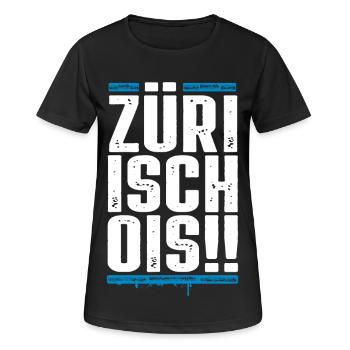 Züri isch ois - Zürich - Züri Regiert - Frauen T-Shirt atmungsaktiv - Schwarz - Vorne - AI Model Female 172 light (172cm)