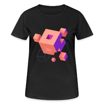 würfel escher space nerd 3d ki geek cool pc techie - Frauen T-Shirt atmungsaktiv - Schwarz - Vorne - AI Model Female 172 light (172cm)
