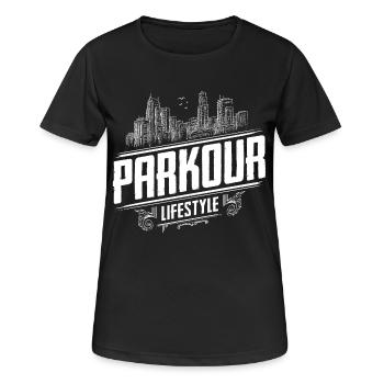 Parkour Lifestyle - Parkour Passion - Freerunning - T-shirt respirant Femme - noir - Devant - AI Model Female 172 light (172cm)