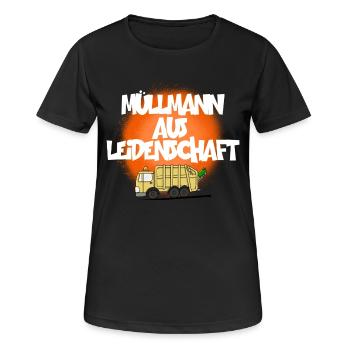 MÜLLMANN AUS LEIDENSCHAFT - Frauen T-Shirt atmungsaktiv - Schwarz - Vorne - AI Model Female 172 light (172cm)