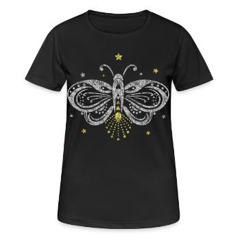 Firefly moth tattoo light star - Women's Breathable T-Shirt - black - Front - AI Model Female 172 light (172cm)