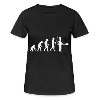 Bäcker Evolution Distressed Look - Frauen T-Shirt atmungsaktiv - Schwarz - Vorne - AI Model Female 172 light (172cm)