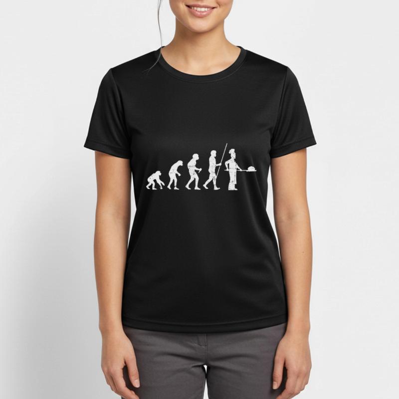 Bäcker Evolution Distressed Look Frauen T-Shirt atmungsaktiv